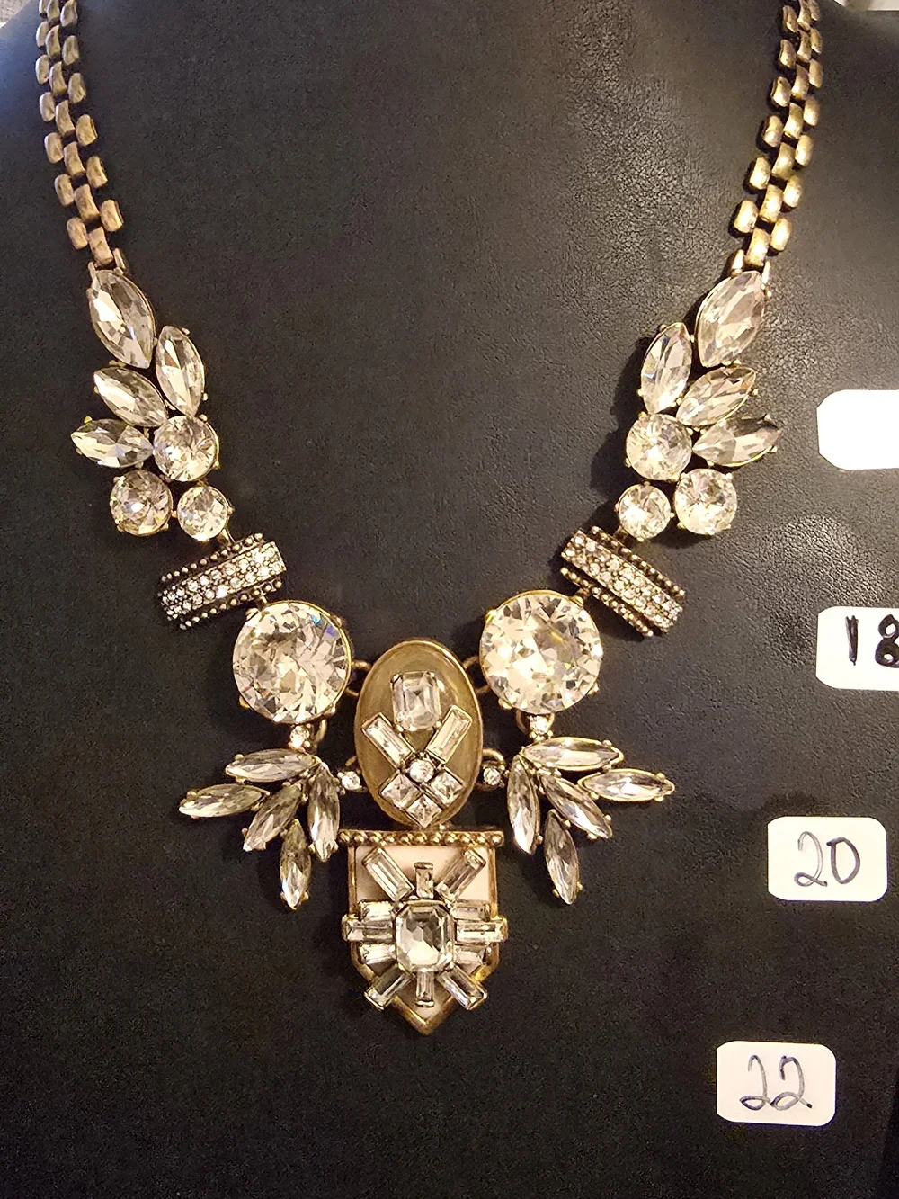 J. Crew Gold-Tone Clear Crystal Bib Necklace